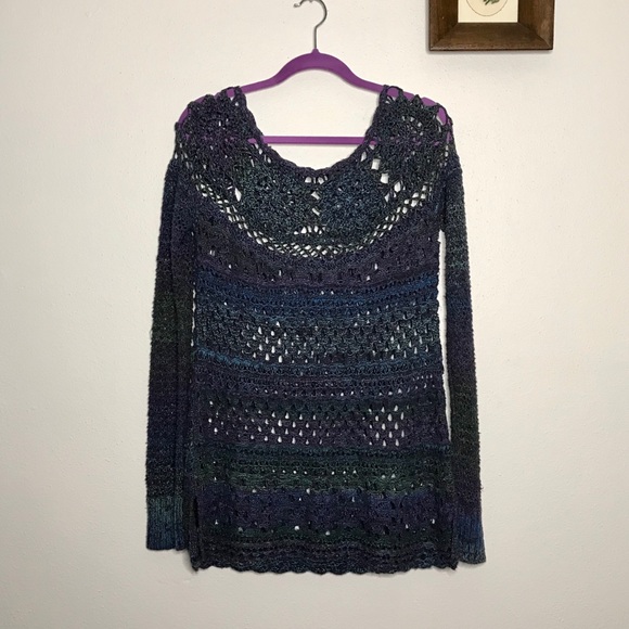 Free People Blue Knit Tunic Top M - Picture 2 of 5